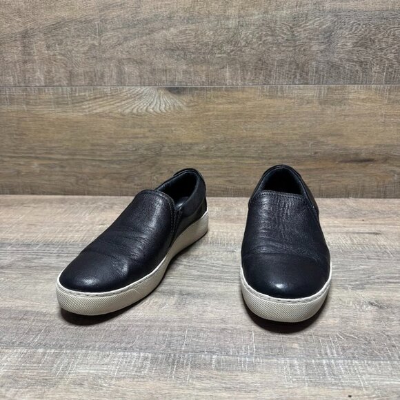Frye Black Leather Slip On Sneakers Women's Size 7.5 - Picture 1 of 6